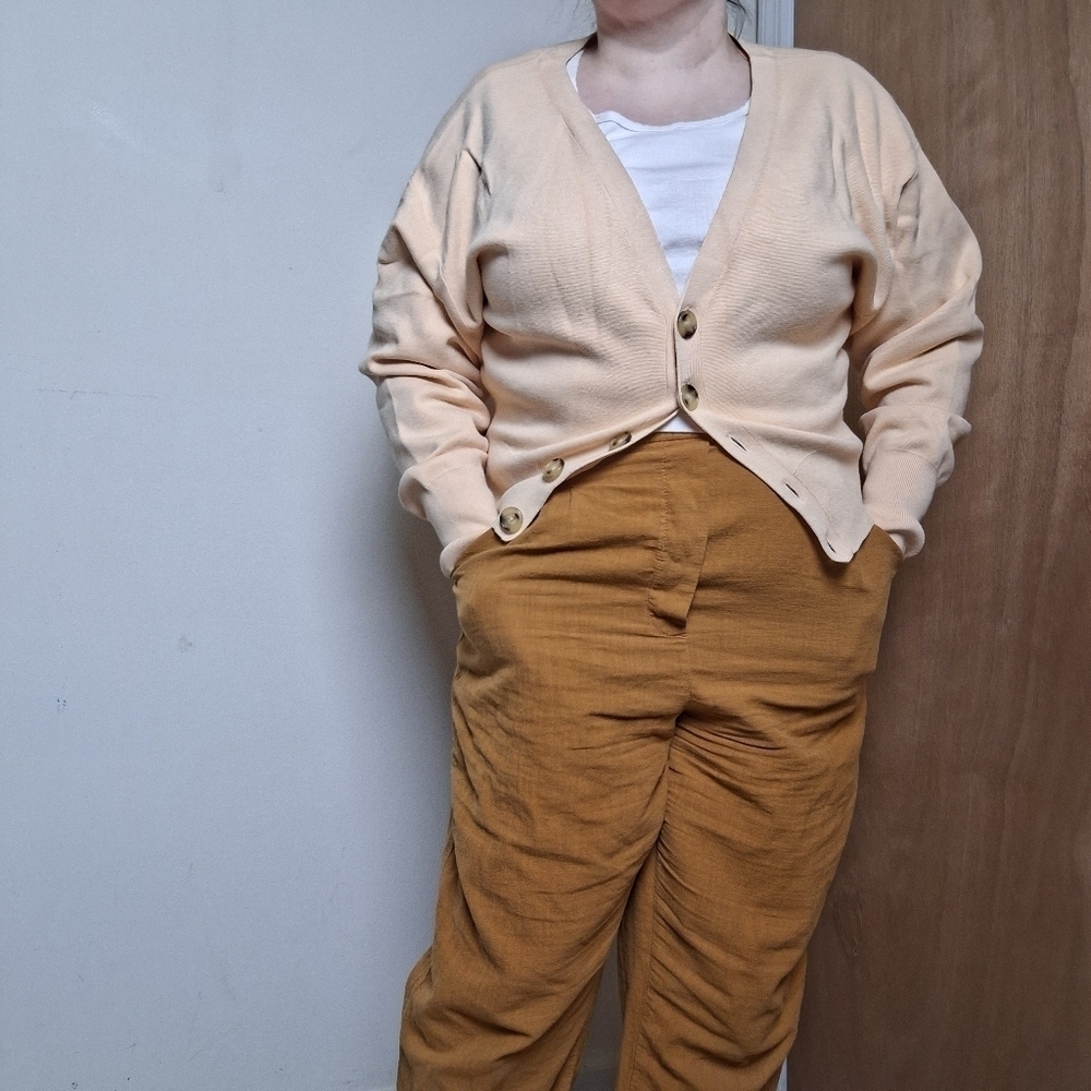 ALC Peters II Button Front Classic Cardigan in Apricot Size Small